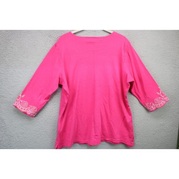 Quacker Factory Embroidered Rhinestones 3/4 Sleeve Tunic-Large-Cottagecore - Picture 11 of 13